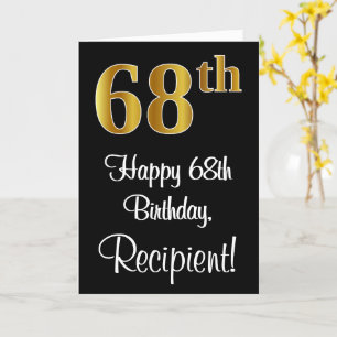 68th Birthday ~ Elegant Luxurious Faux Gold Look # Card