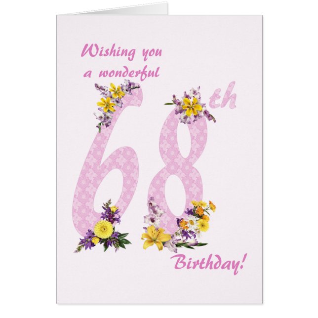 68th Birthday Flower Decorated Numbers (Front)