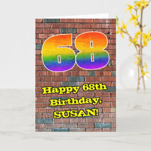68th Birthday: Fun Graffiti-Inspired Rainbow 68 Card