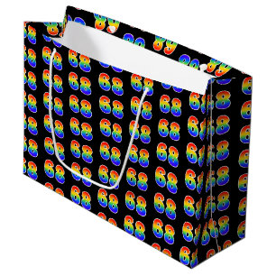 68th Birthday: Fun Rainbow Event Number 68 Pattern Large Gift Bag