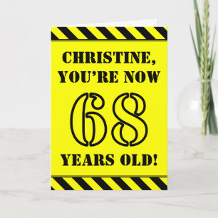 68th Birthday: Fun Stencil Style Text, Custom Name Card