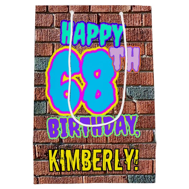 68th Birthday: Fun, Urban Graffiti Inspired Look Medium Gift Bag (Back)