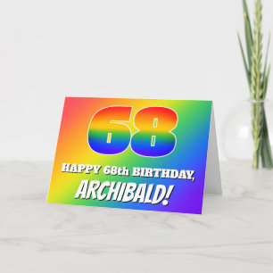 68th Birthday: Multicolored Rainbow Pattern # 68 Card