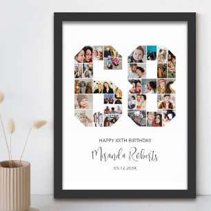 68th Birthday Number 68 Custom Photo Collage Poster