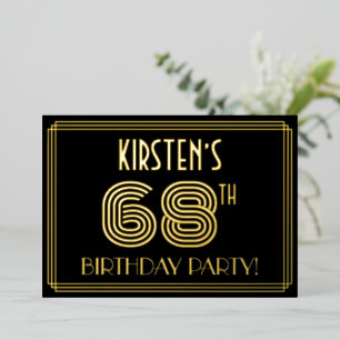 68th Birthday Party — Art Deco Style “68” + Name