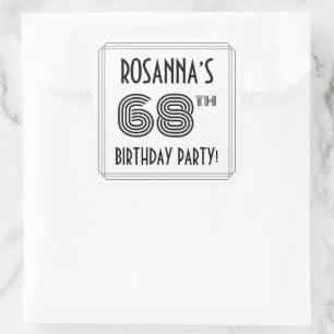 68th Birthday Party: Art Deco Style + Custom Name Square Sticker