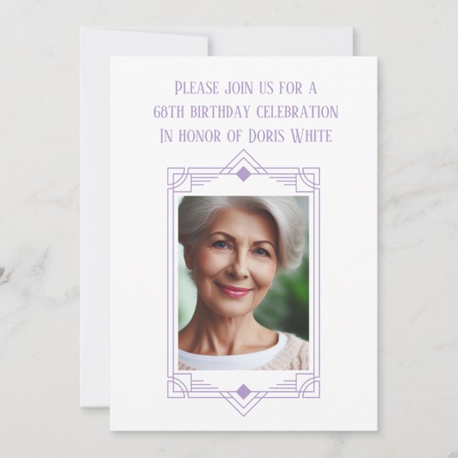 68th Birthday Party Custom Photo Frame Invitation (Front)