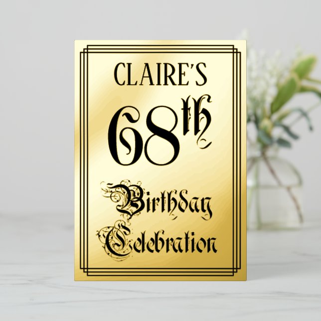 68th Birthday Party — Elegant Script + Custom Name (Standing Front)