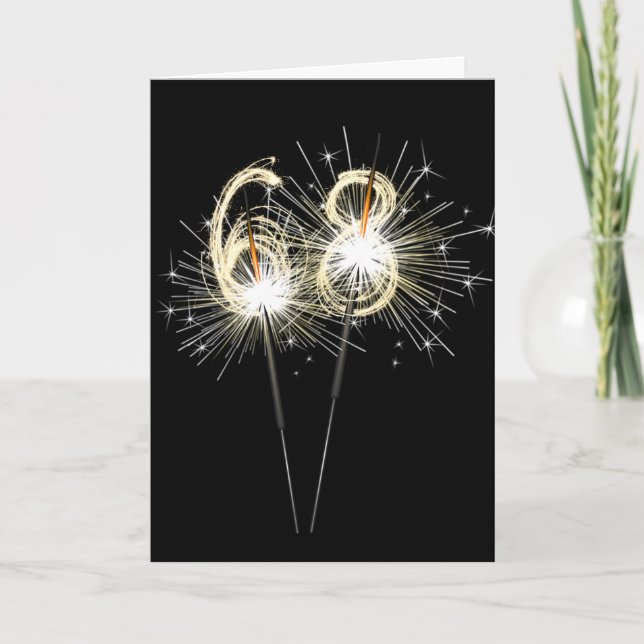 68th Birthday Sparklers on Black Card (Front)