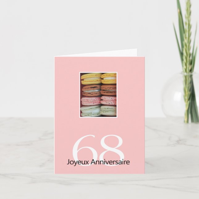 68th French Birthday Macaron-Joyeux Anniversaire! Card (Front)