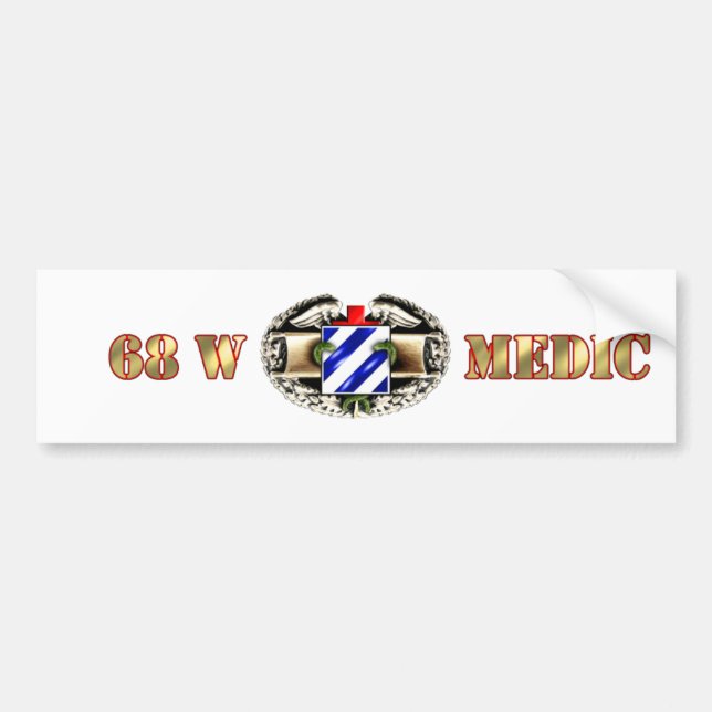 68W 3rd Infantry Division Bumper Sticker (Front)