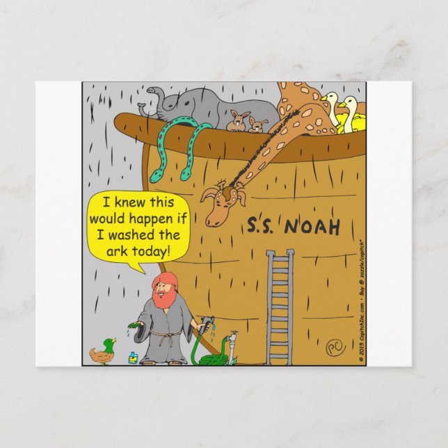 692 Noah washs ark cartoon Postcard (Front)