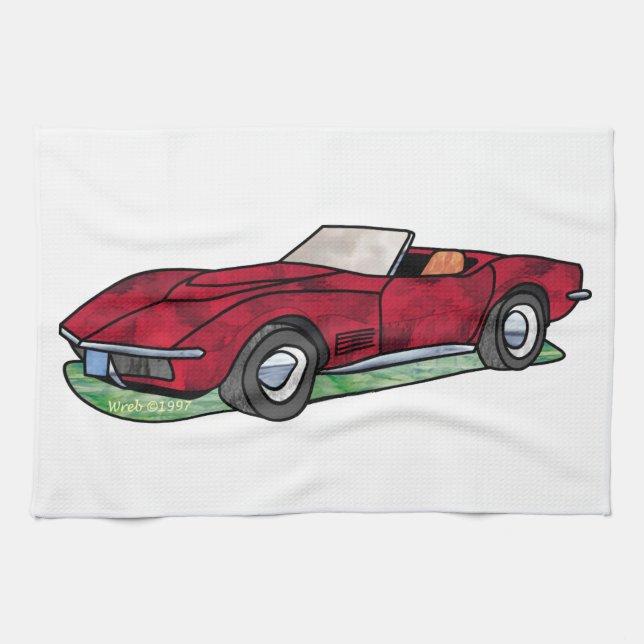 69 Corvette Sting Ray Roadster Tea Towel (Horizontal)