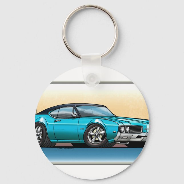 69 Cutlass Teal Blue Key Ring (Front)