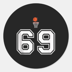 69 Number Basketball Style Vintage White Tank Top Classic Round Sticker