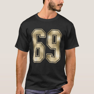 69 Outline Number 69 Sports Fan Jersey Style T-Shirt