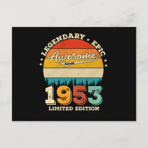 69 Year Old Awesome Since 1953 69th Birthday Gift Postcard