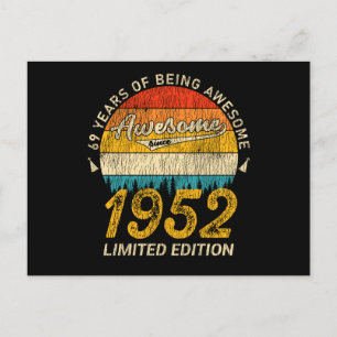 69 Year Old Bday 1952 Awesome Since 69th Birthday Postcard