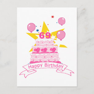 69 Year Old Birthday Cake Postcard