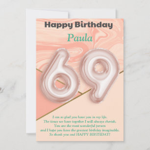 69 year old girls Happy Birthday card