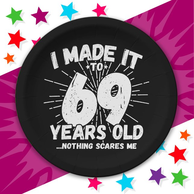 69 Year Old Sarcastic Meme Funny 69th Birthday Paper Plate (Creator Uploaded)