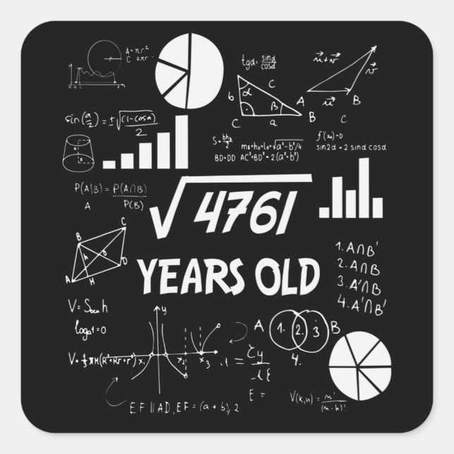 69 Years Old Bday Math Teacher 69th Birthday Gift Square Sticker (Front)