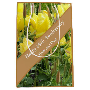 69th Anniversary Editable Evening Primrose Medium Gift Bag