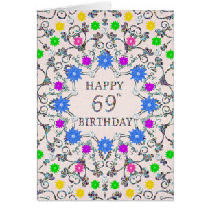 69th Birthday Abstract Flowers 