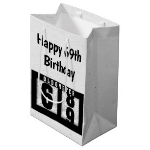 69th Birthday Black Odometer Medium Gift Bag