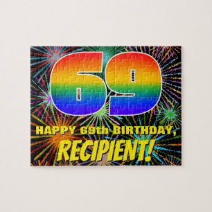 69th Birthday: Fun, Colourful Celebratory Firework Jigsaw Puzzle