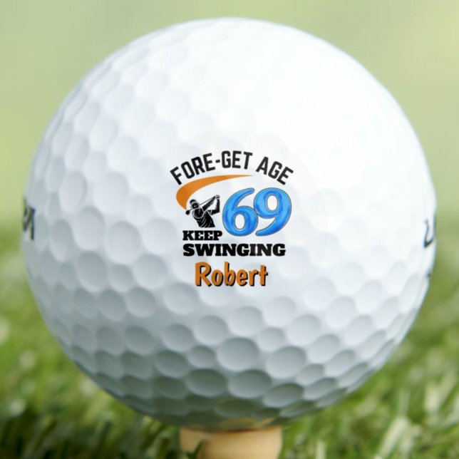 69th Birthday Gift Cool Blue Keepsake for Him Golf Balls (Creator Uploaded)