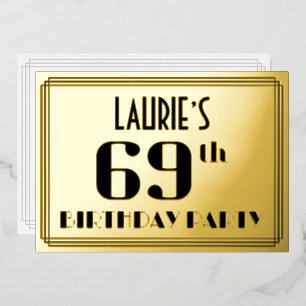 69th Birthday Party: Art Deco Look “69” and Name