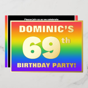 69th Birthday Party: Fun, Colorful Rainbow Pattern