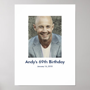 69th Birthday photo custom Sign In Party Board 69