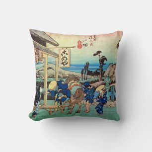 6. 戸塚宿, 広重 Totsuka-juku, Hiroshige, Ukiyo-e Cushion