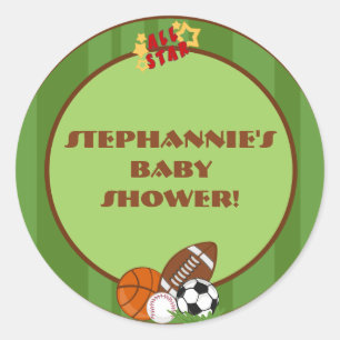 6 - 3" Favour Stickers All-Star Green