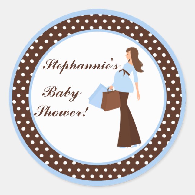 6 - 3"  Favour Stickers Blue Mod Mum Polka Dots (Front)