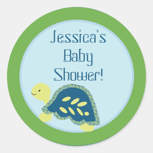 6 - 3"  Favour Stickers Blue Sea Turtles (Front)