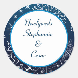 6 - 3" Favour Stickers Blue Stars and Snowflakes
