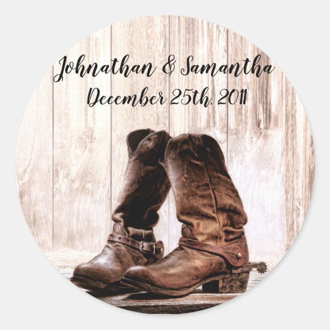 6 - 3"  Favour Stickers Boots Country Rustic Weste (Front)
