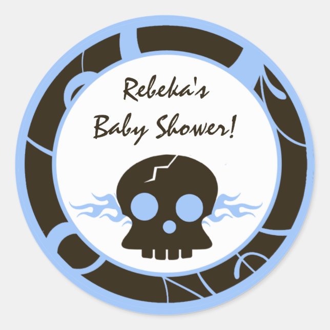 6 - 3" Favour Stickers Boy Blue Punk Skull Flame (Front)
