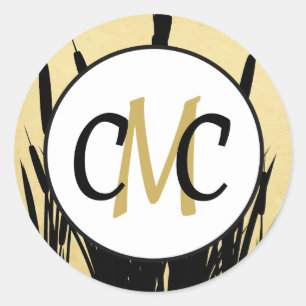 6 - 3" Favour Stickers Cattail/Dragonfly Silhouett