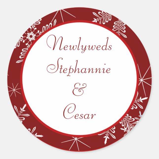 6 - 3" Favour Stickers Christmas Red Snowflakes (Front)