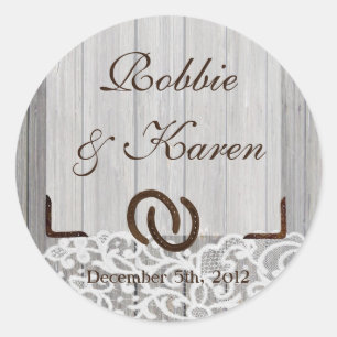 6 - 3" Favour Stickers Horse Shoes on Wood Lace