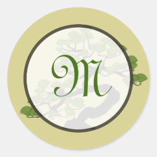 6 - 3" Favour Stickers Japanese Green Bonsai Tree