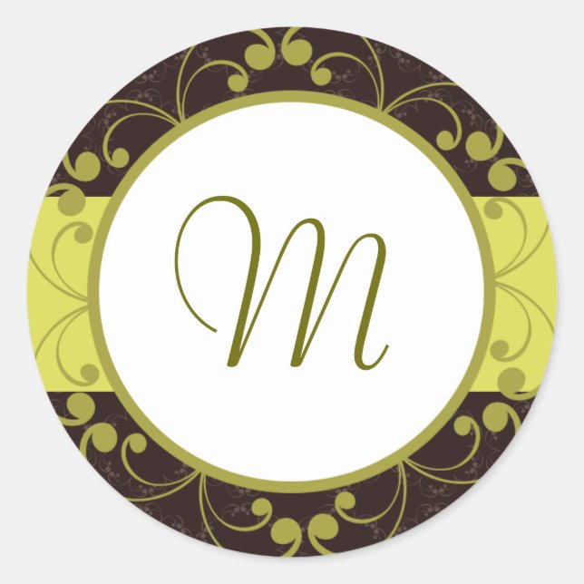 6 - 3" Favour Stickers Light/Olive Green Chandelie (Front)