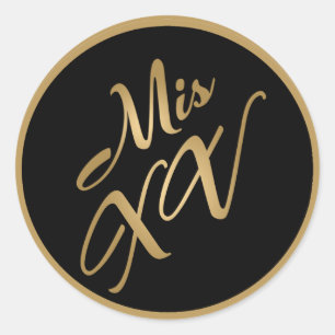 6 - 3"  Favour Stickers Mis XV Gold Black