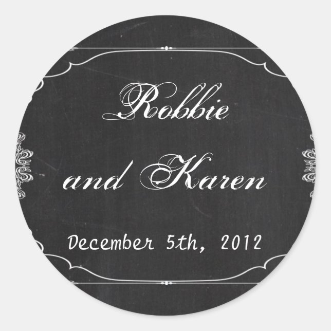 6 - 3" Favour Stickers Modern Chalkboard Vintage (Front)