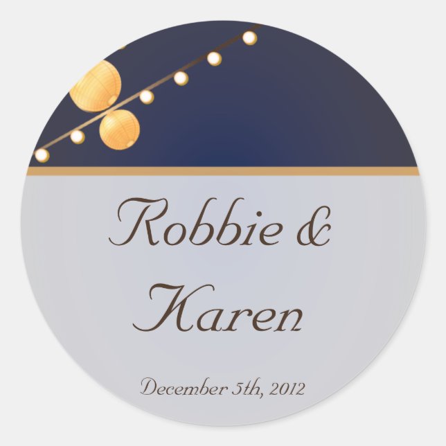 6 - 3" Favour Stickers Modern Paper Lanterns on Bl (Front)