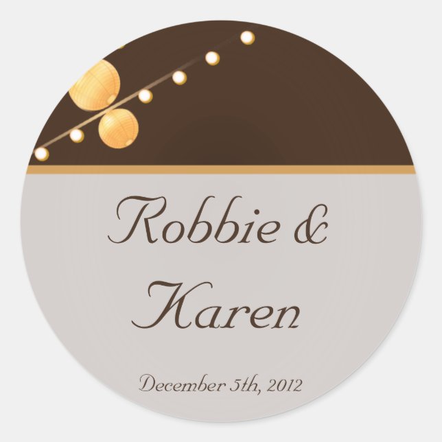 6 - 3" Favour Stickers Modern Paper Lanterns on Br (Front)